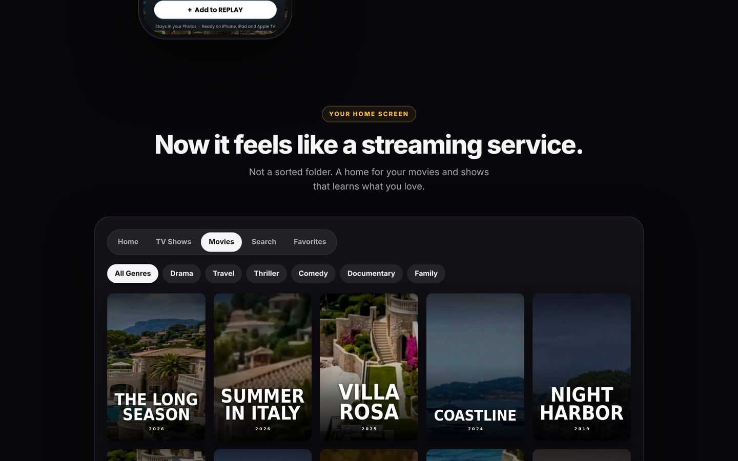 REPLAY: A home screen that sells the idea
